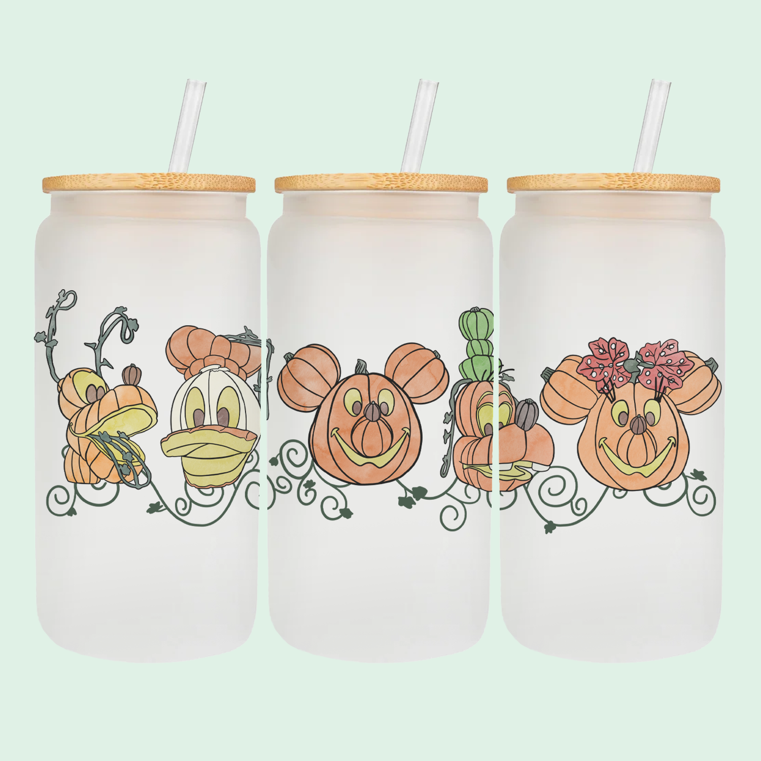 Character Pumpkins | Frosted Can Glass