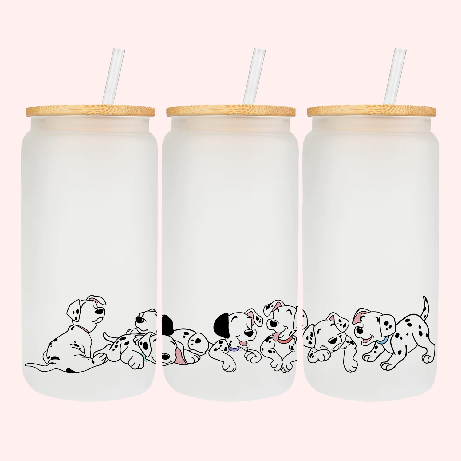 Dalmatian Cuties | Frosted Can Glass