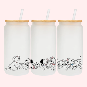 Dalmatian Cuties | Frosted Can Glass