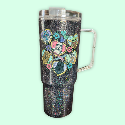 Galaxy Characters Glitter Tumbler