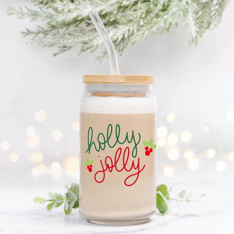 Holly Jolly | Clear Can Glass