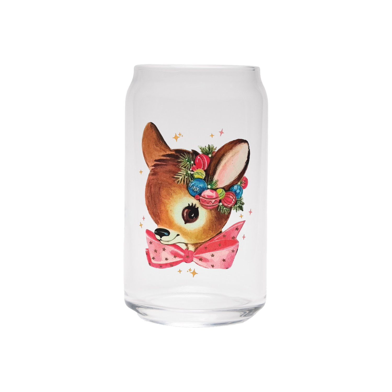 Cutie Reindeer | Clear Can Glass
