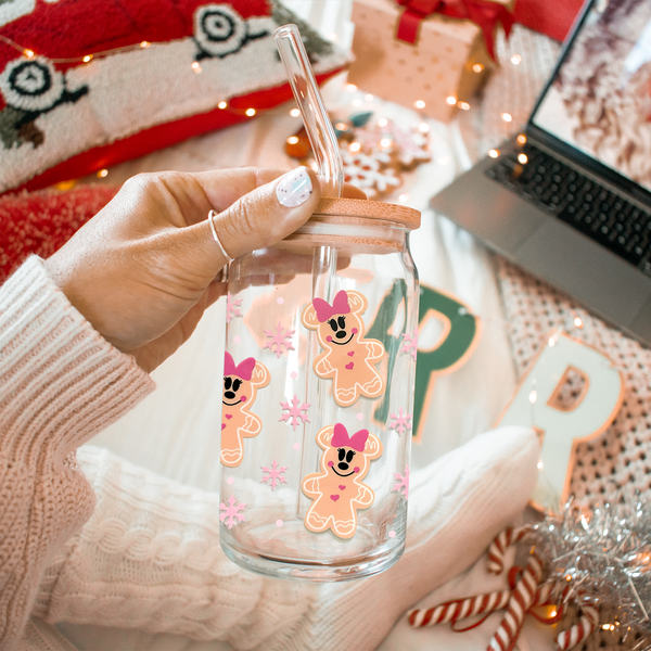 Minnie Gingerbread Wrap | Clear Can Glass