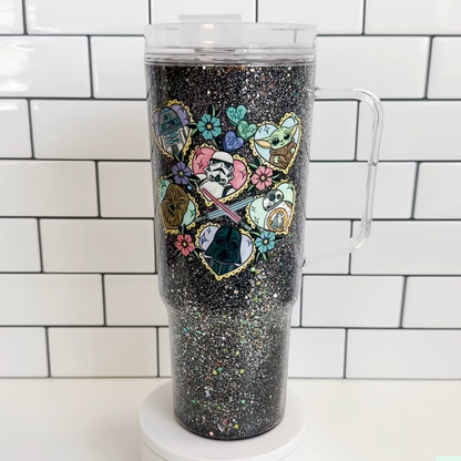 Galaxy Characters Glitter Tumbler