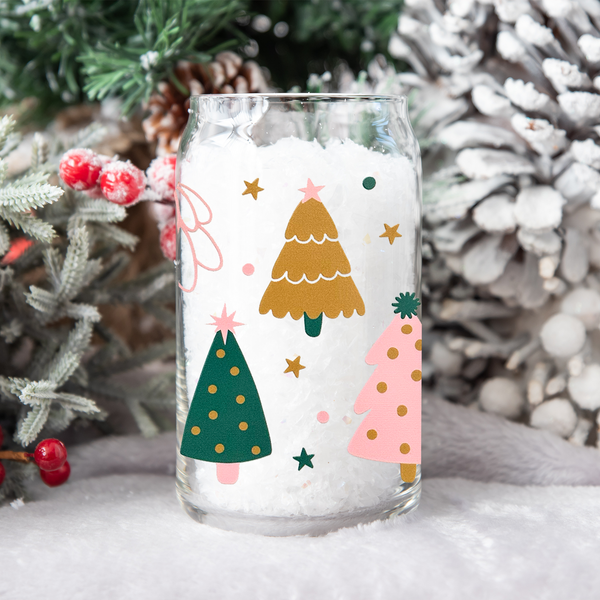 Pretty Christmas Trees | Clear Can Glass