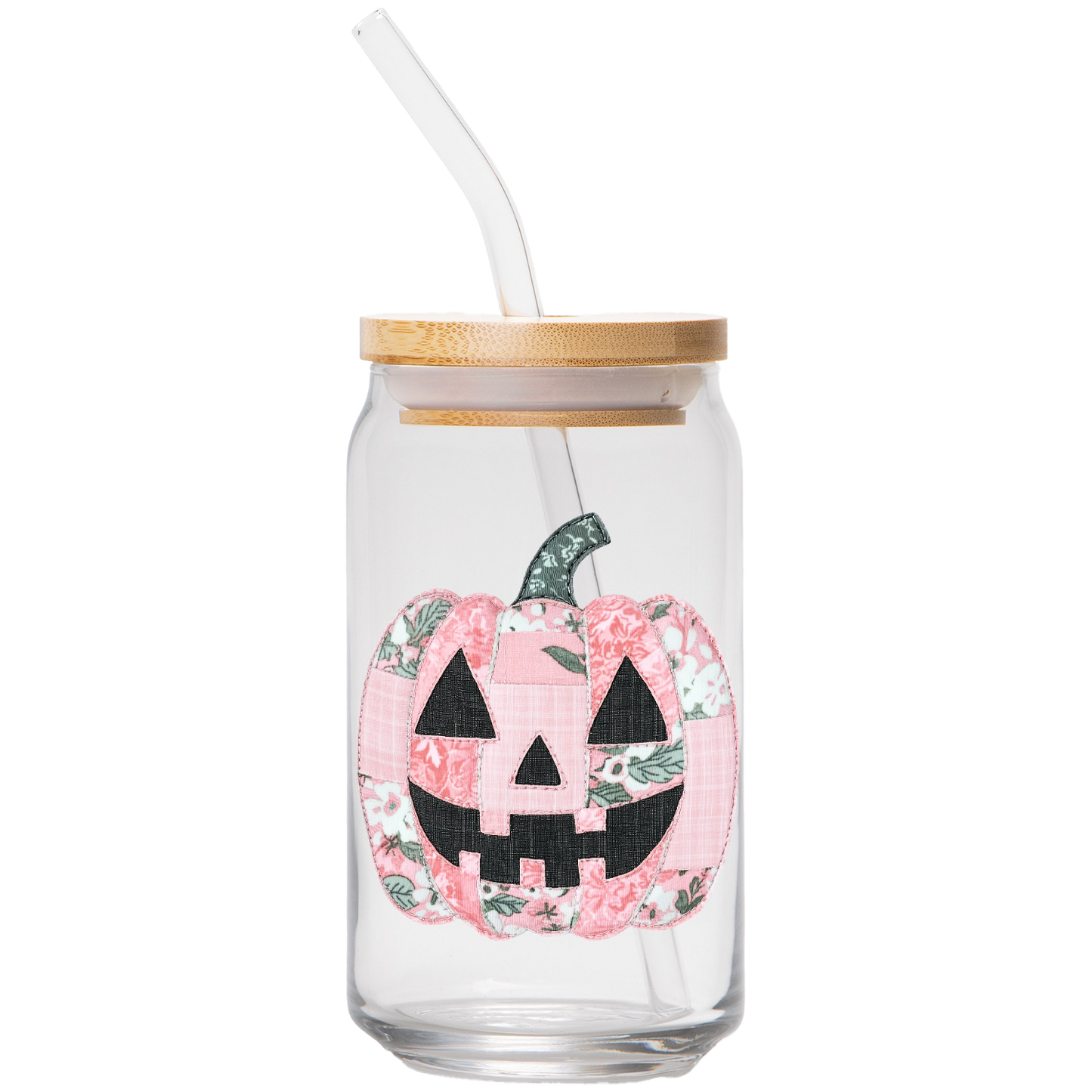 Quilted Pumpkin | Clear Can Glass