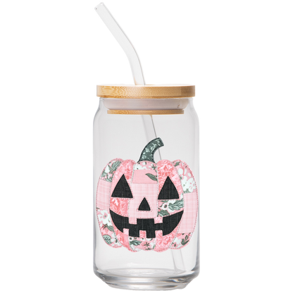 Quilted Pumpkin | Clear Can Glass