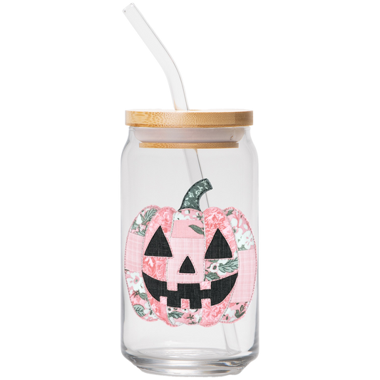 Quilted Pumpkin | Clear Can Glass