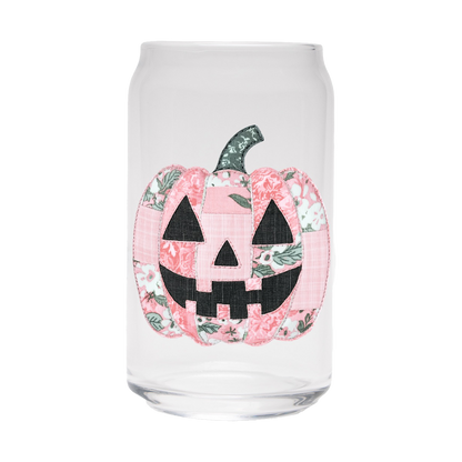 Quilted Pumpkin | Clear Can Glass