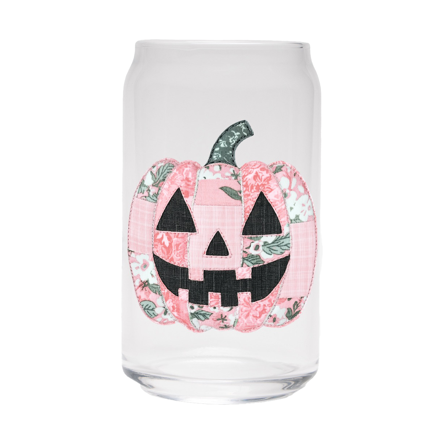 Quilted Pumpkin | Clear Can Glass