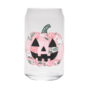 Quilted Pumpkin | Clear Can Glass