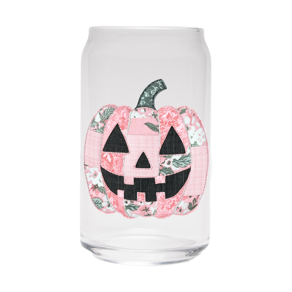 Quilted Pumpkin | Clear Can Glass
