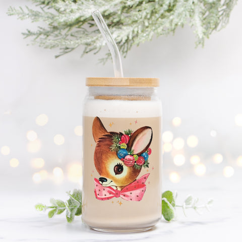 Cutie Reindeer | Clear Can Glass