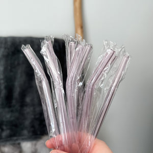 Light Pink Bent Glass Straw